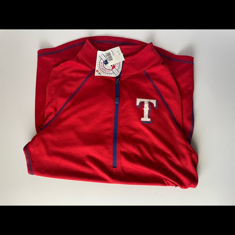 New Majestic Tops | Medium Texas Rangers Half Zip Pullover